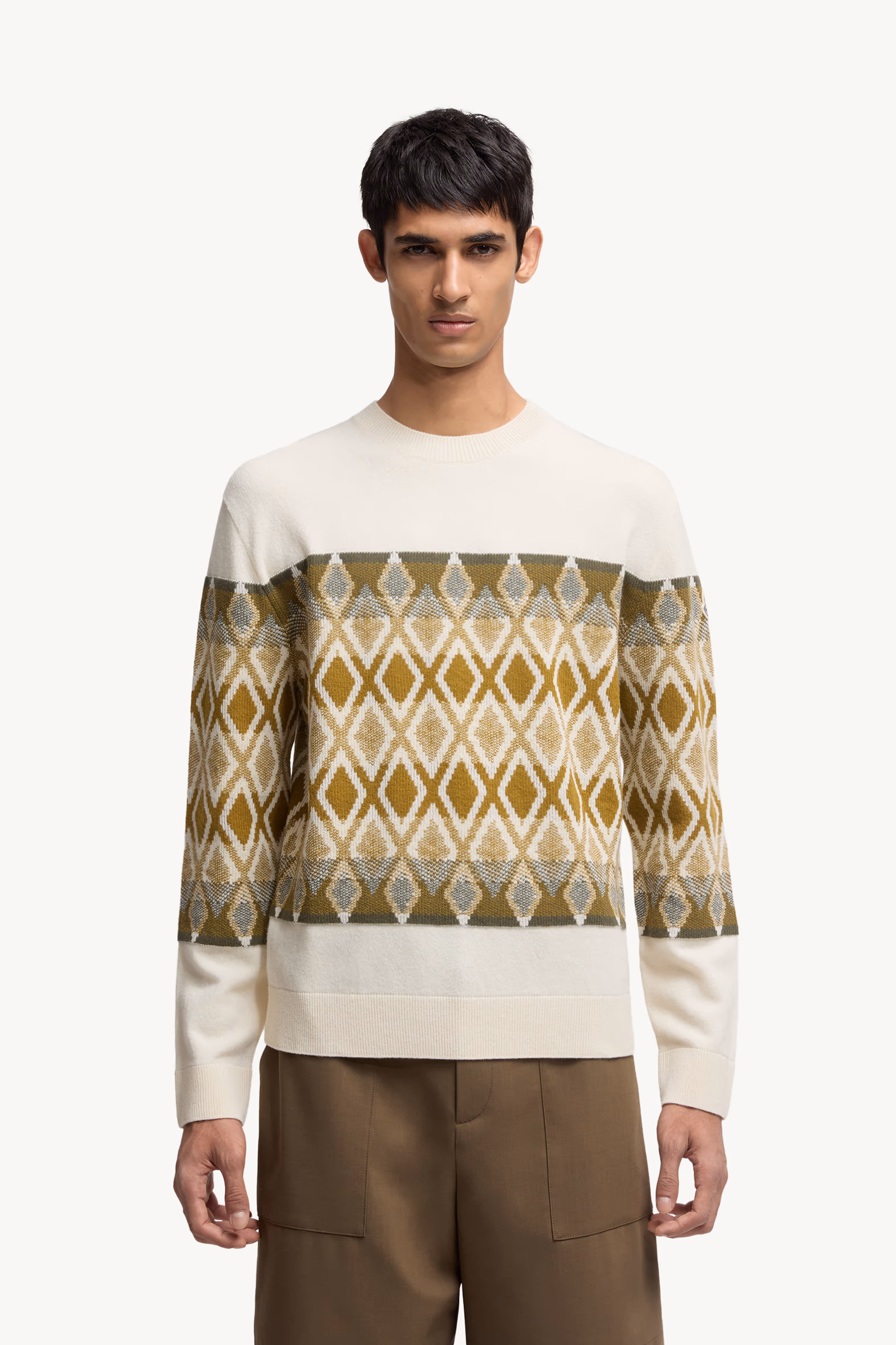 Rhombus Pattern Wool Sweater Men Multicolour Moncler 3